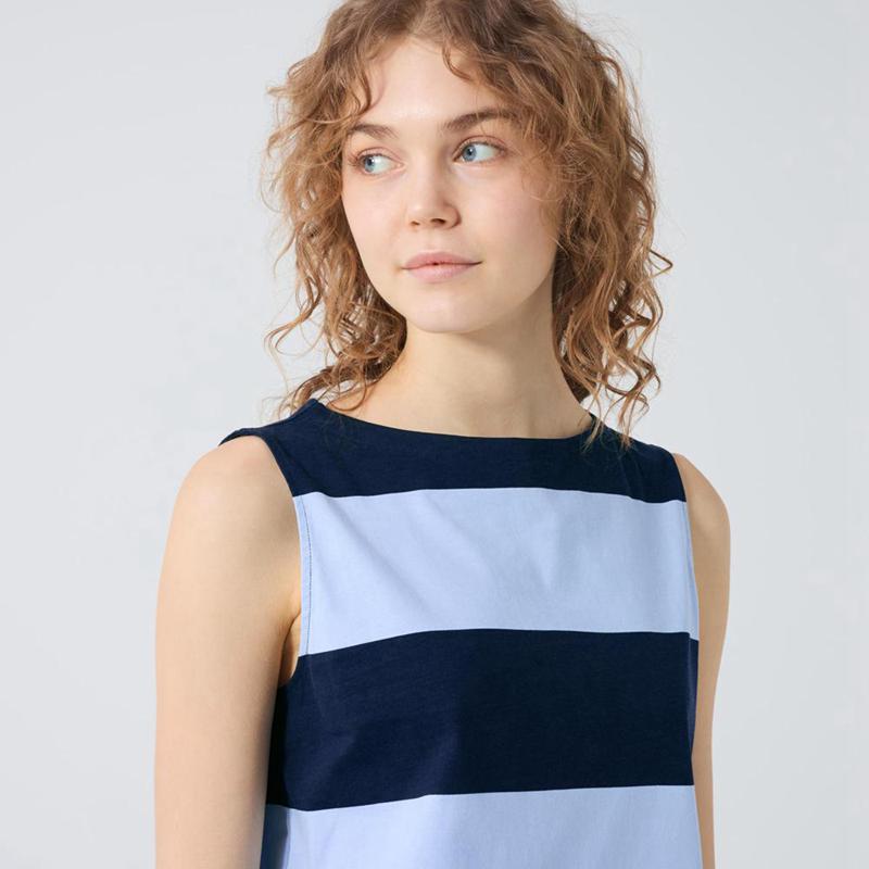 Uniqlo Graphic Sleeveless Women T-Shirts Blue  US |  XWZS-07842