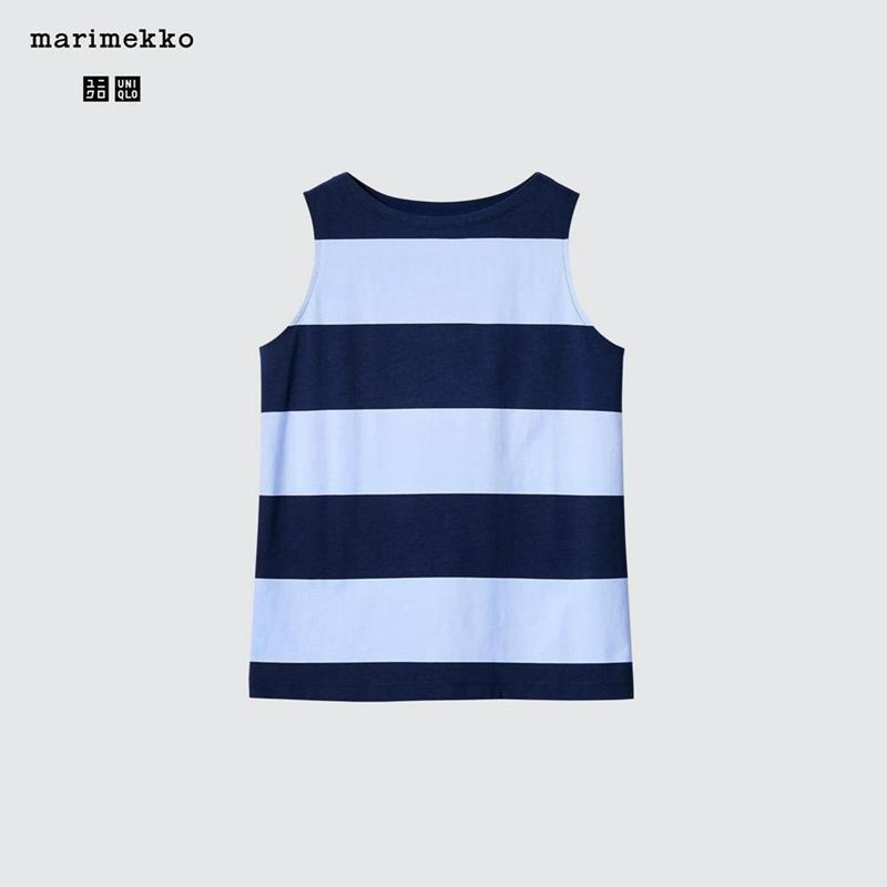 Uniqlo Graphic Sleeveless Women T-Shirts Blue  US |  XWZS-07842