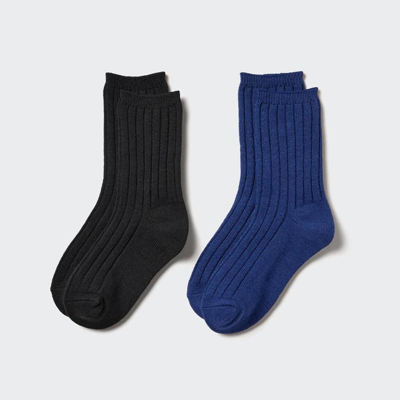 Uniqlo HEATTECH (2 Pairs) Kids\' Socks Black  US |  DQAX-58072