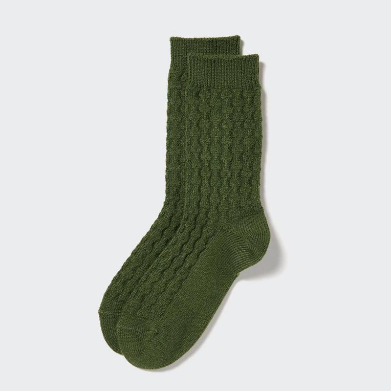 Uniqlo HEATTECH (Cable Knit) Women Socks Tights Green  US |  XCIE-31584