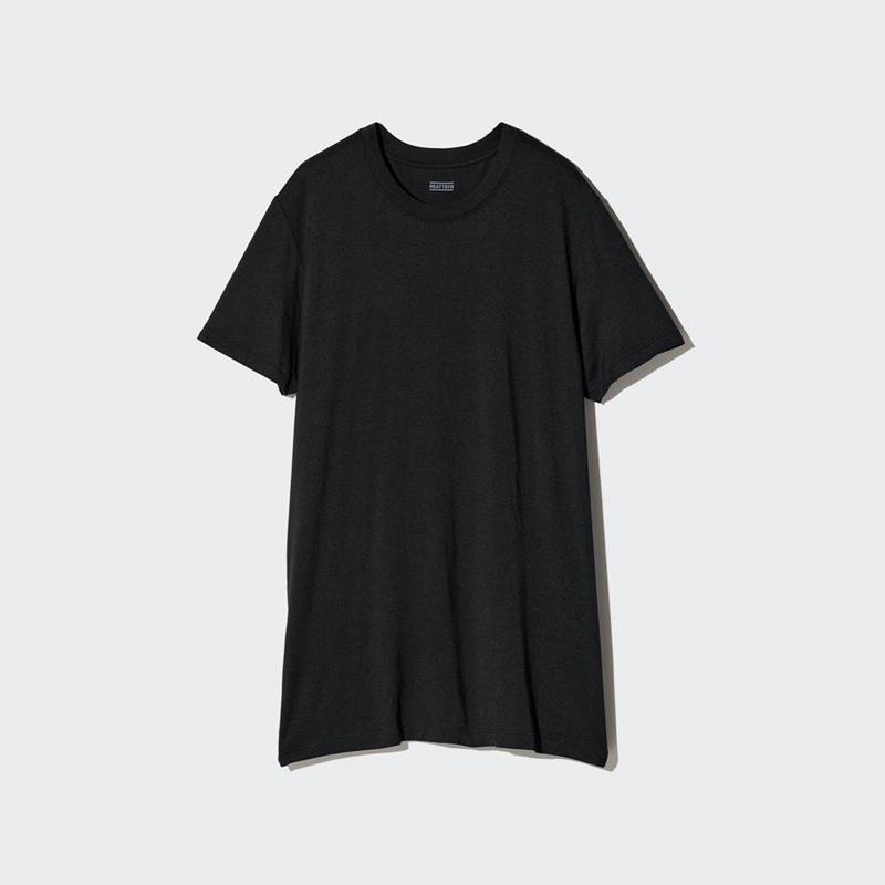 Uniqlo HEATTECH Crew Neck Men T-Shirt Black  US |  QMJS-35847