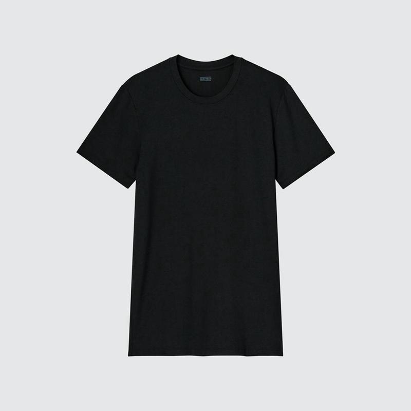 Uniqlo HEATTECH Crew Neck Men T-Shirt Black  US |  YCOD-64123