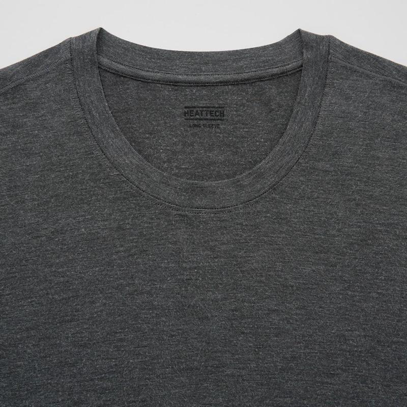 Uniqlo HEATTECH Crew Neck Men T-Shirt Dark Grey  US |  HGKW-70816