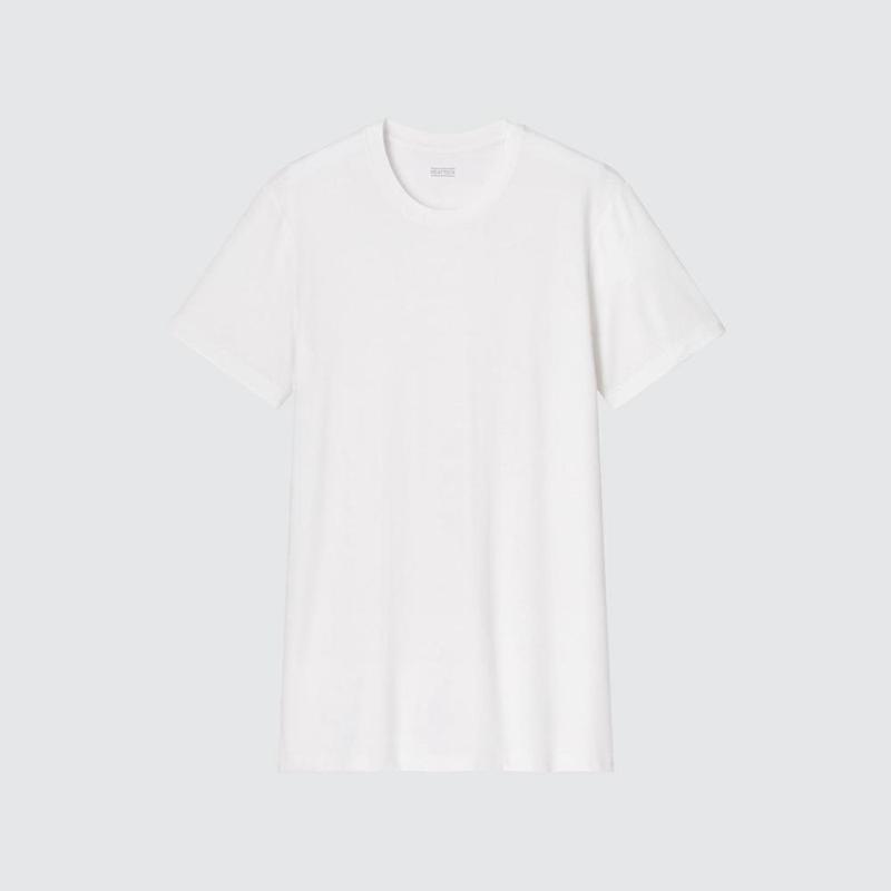 Uniqlo HEATTECH Crew Neck Men T-Shirt White  US |  NTOD-81307