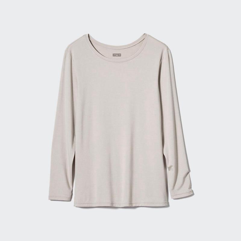 Uniqlo HEATTECH Crew Neck Women T-Shirts Light Grey  US |  MDXB-34201