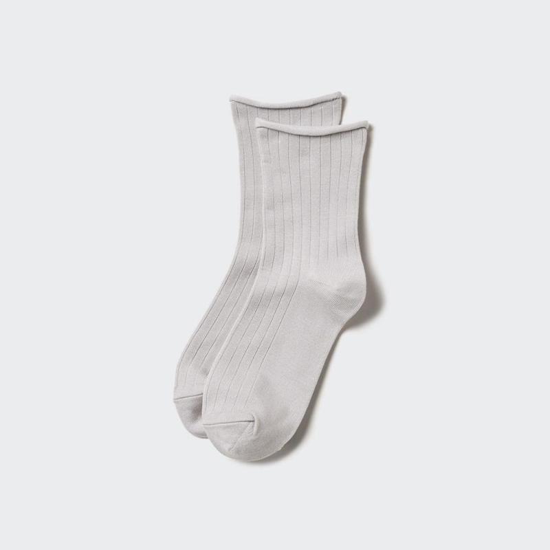 Uniqlo HEATTECH (Crew Roll) Women Socks Tights Light Grey  US |  PNSI-92580