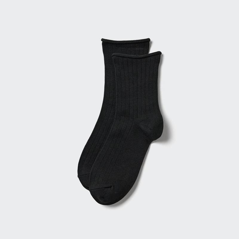 Uniqlo HEATTECH (Crew Roll) Women Socks Tights Black  US |  YHEO-49702