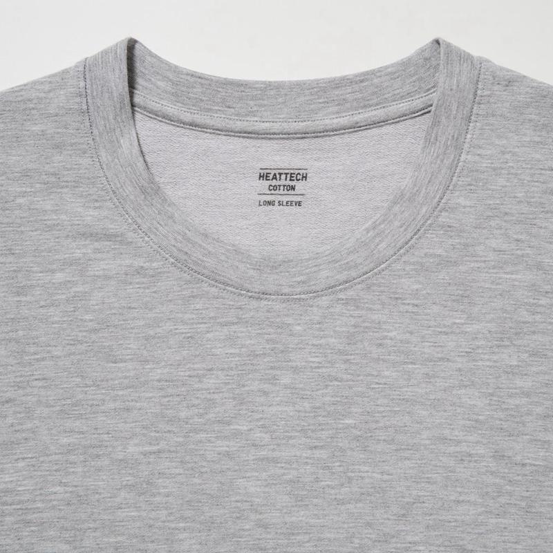 Uniqlo HEATTECH Extra Warm Cotton Crew Neck (Heather) Men T-Shirt Grey  US |  ZQBX-12540