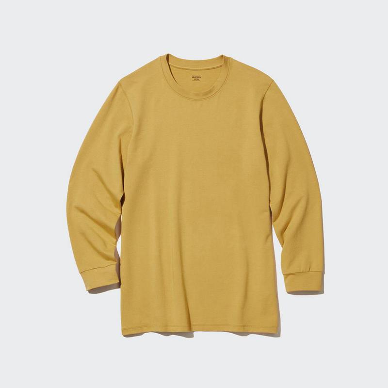 Uniqlo HEATTECH Extra Warm Cotton Crew Neck Men T-Shirt Yellow  US |  BGYN-73086