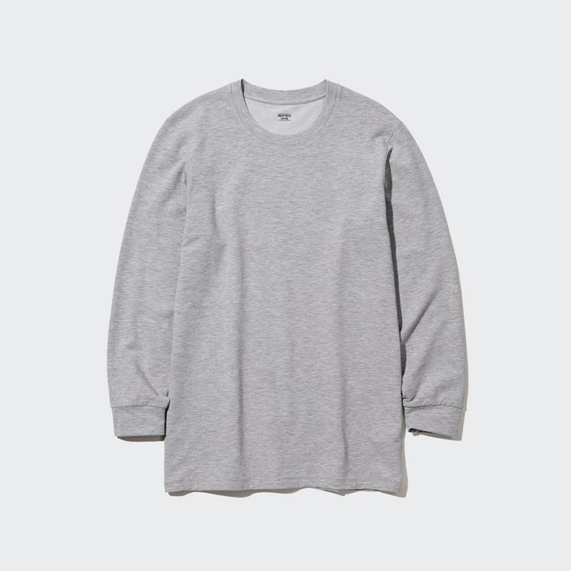 Uniqlo HEATTECH Extra Warm Cotton Crew Neck (Heather) Men T-Shirt Grey  US |  ZVPW-24816