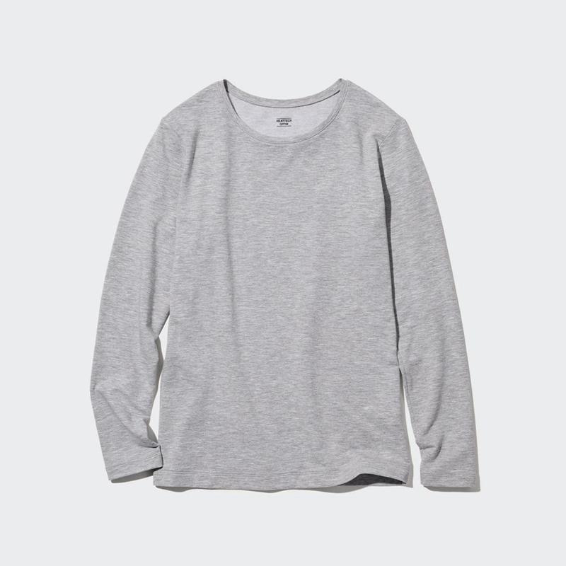 Uniqlo HEATTECH Extra Warm Cotton Crew Neck Women T-Shirts Grey  US |  BAFX-15698