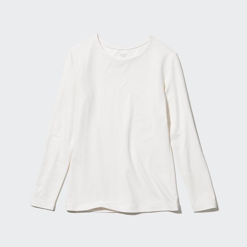 Uniqlo HEATTECH Extra Warm Cotton Crew Neck Women T-Shirts Off White  US |  RYAX-51782