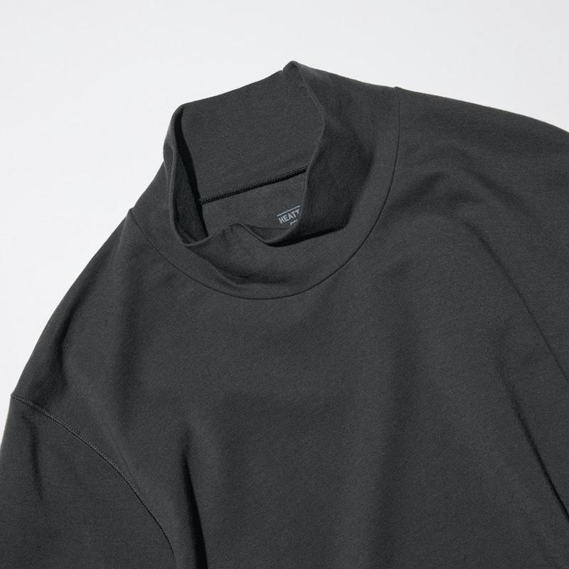 Uniqlo HEATTECH Extra Warm Cotton Mock Neck Men T-Shirt Black  US |  HACO-36724