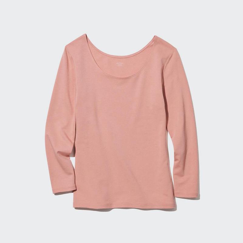 Uniqlo HEATTECH Extra Warm Cotton Scoop Neck Women T-Shirts Pink  US |  HCXL-67034