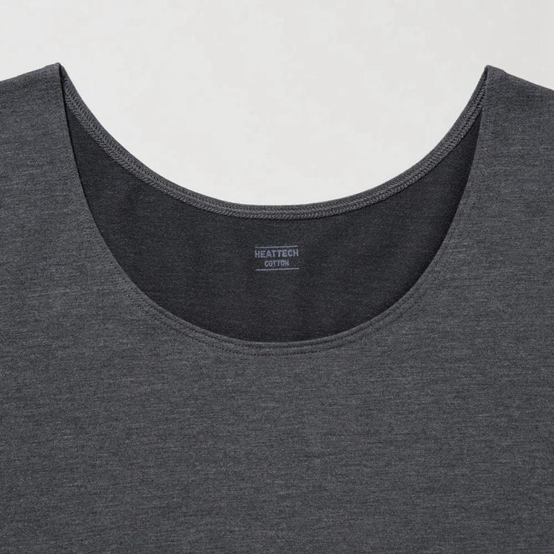 Uniqlo HEATTECH Extra Warm Cotton Scoop Neck Women T-Shirts Dark Grey  US |  DXPG-06235