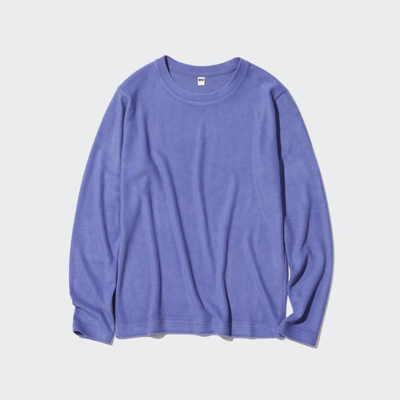 Uniqlo HEATTECH Fleece Crew Neck Women Long Sleeved Top Purple  US |  RNSX-50831