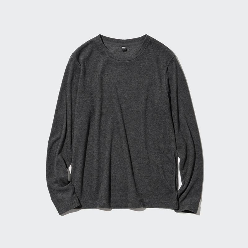 Uniqlo HEATTECH Fleece Crew Neck Women Long Sleeved Top Grey  US |  CJYQ-02357