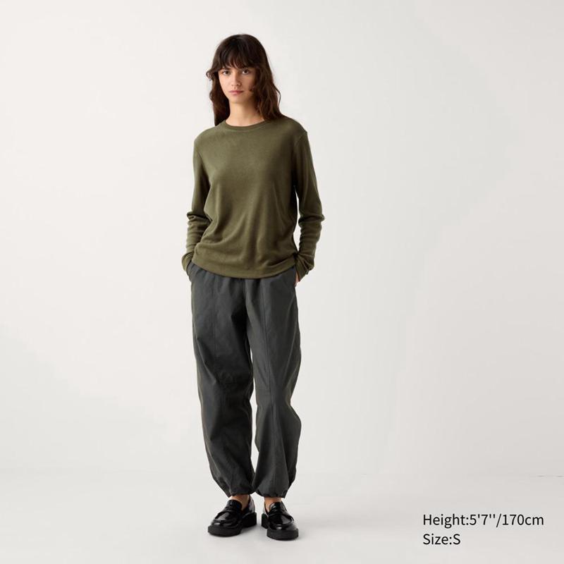 Uniqlo HEATTECH Fleece Crew Neck Women T-Shirts Natural  US |  JDOK-64910