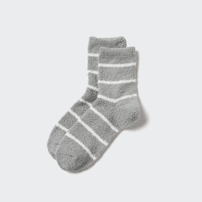 Uniqlo HEATTECH (Half Length, Fluffy) Men Socks Grey  US |  QBRY-50421