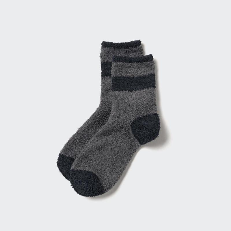 Uniqlo HEATTECH (Half Length, Fluffy) Men Socks Dark Grey  US |  TQRO-58123