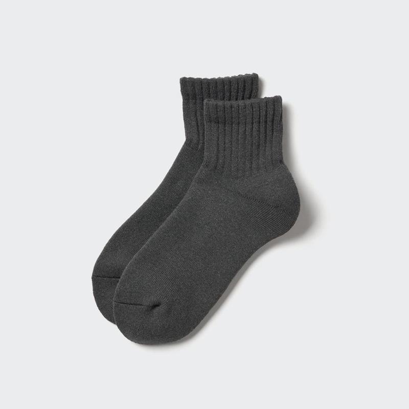 Uniqlo HEATTECH (Half Length, Pile) Men Socks Dark Grey  US |  BXNW-65097