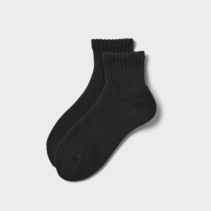 Uniqlo HEATTECH (Half Length, Pile) Men Socks Black  US |  RCEB-97584