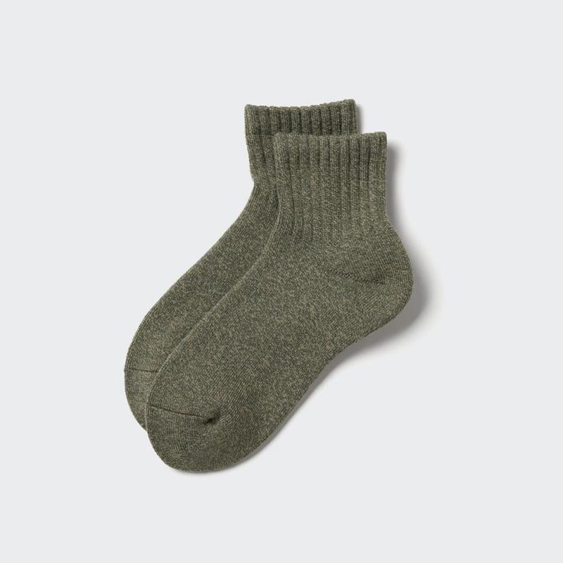 Uniqlo HEATTECH (Half Length, Pile) Men Socks Green  US |  TECD-62105