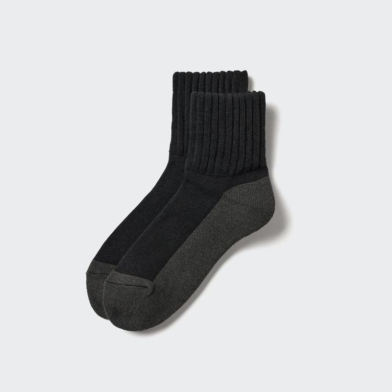 Uniqlo HEATTECH (Half Length, Pile, Soft Fit) Men Socks Black  US |  QPWR-95064