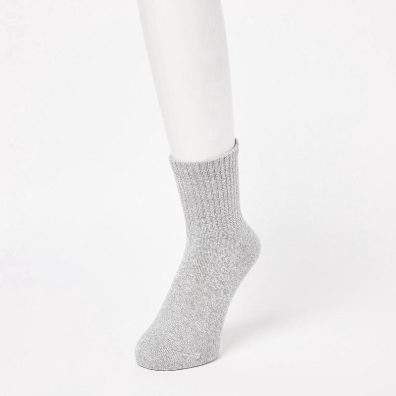 Uniqlo HEATTECH Half (Pile) Men Socks Black  US |  ECIM-08517