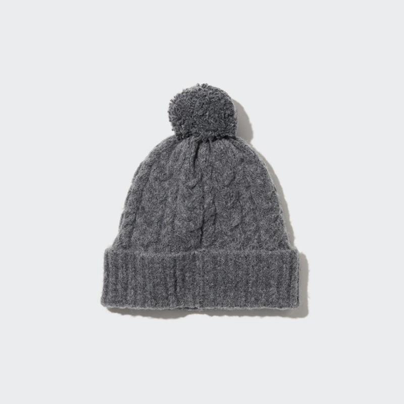 Uniqlo HEATTECH Knit (Cable) Kids\' Cap Grey  US |  TPMW-31948