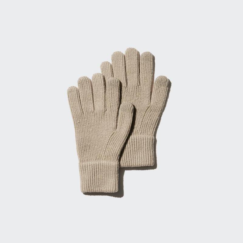 Uniqlo HEATTECH Knit Men Gloves Beige  US |  BEFQ-53421