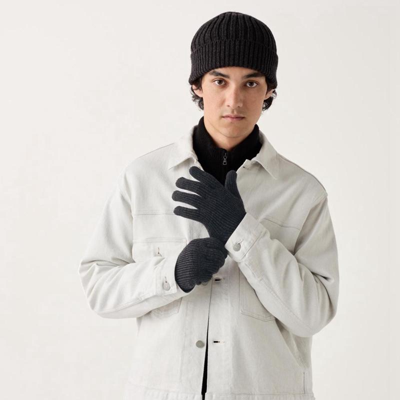 Uniqlo HEATTECH Knit Men Gloves Black  US |  AXWR-58420