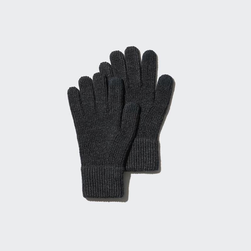 Uniqlo HEATTECH Knit Men Gloves Dark Grey  US |  QEIL-20167