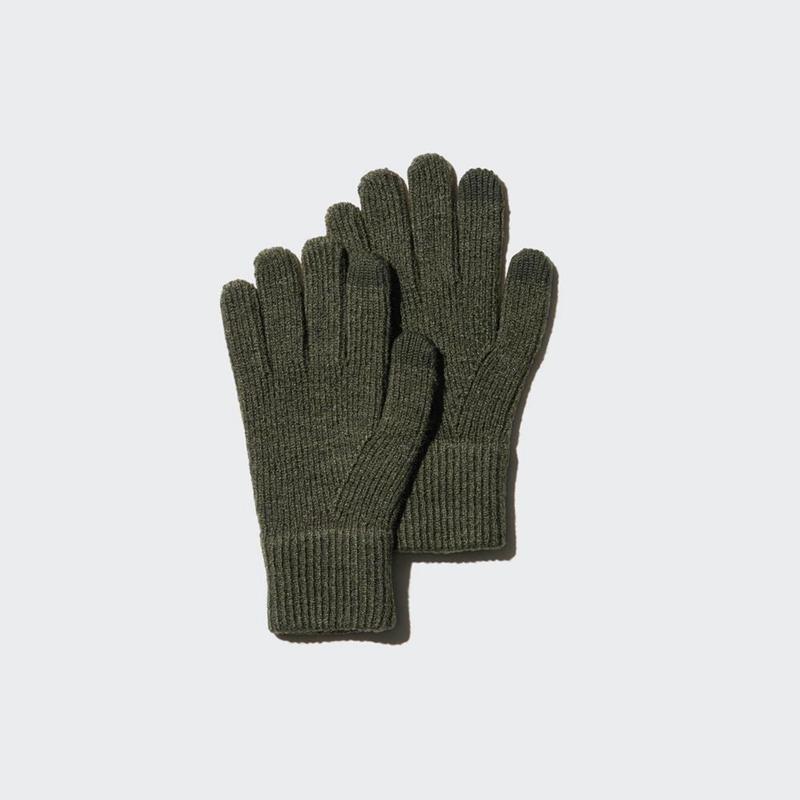 Uniqlo HEATTECH Knit Men Gloves Olive  US |  JGQY-09486