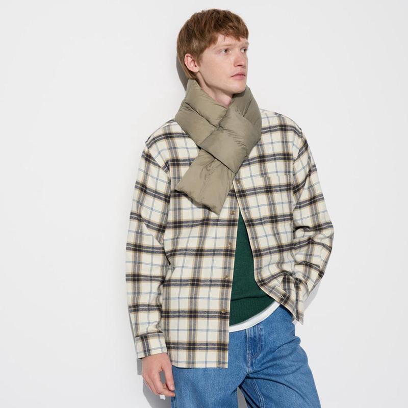 Uniqlo HEATTECH Lined Padded Men Scarf Light Grey  US |  OFHZ-95387