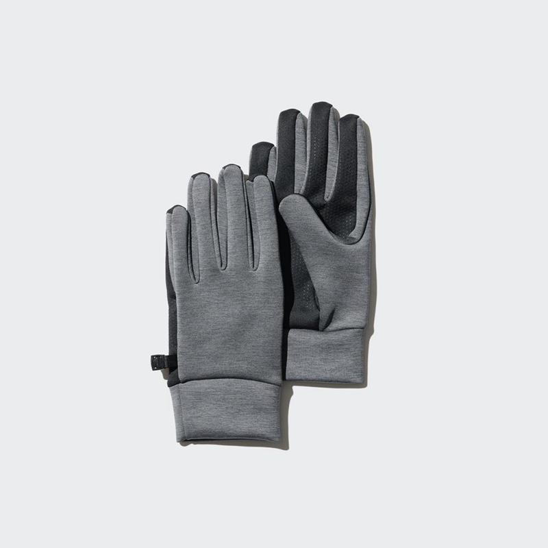 Uniqlo HEATTECH Lined (Stretch) Men Gloves Grey  US |  FIUX-40617