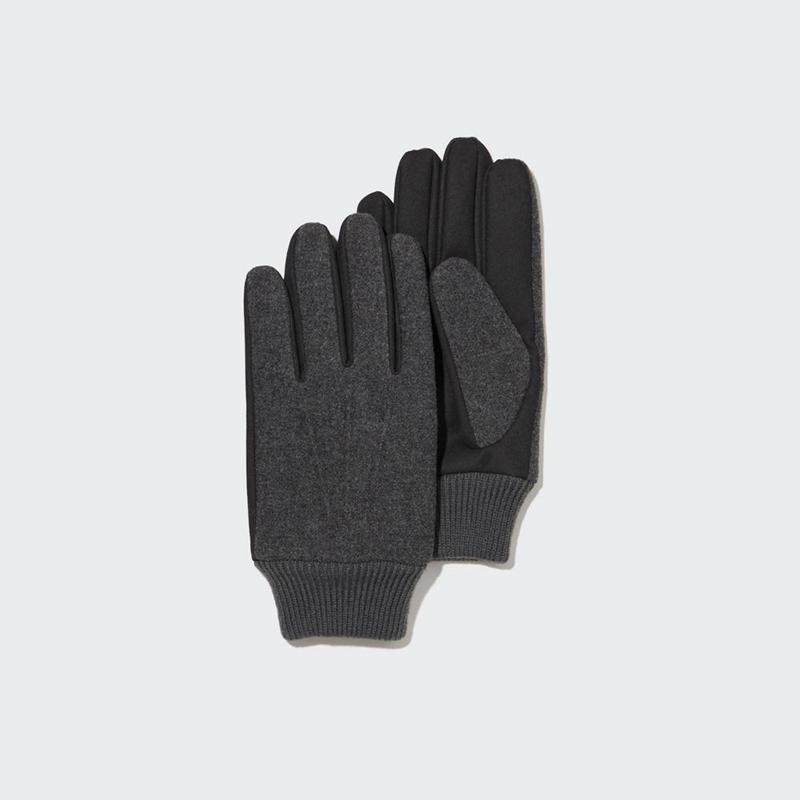 Uniqlo HEATTECH Lined Tweed Men Gloves Grey  US |  GQBF-68712