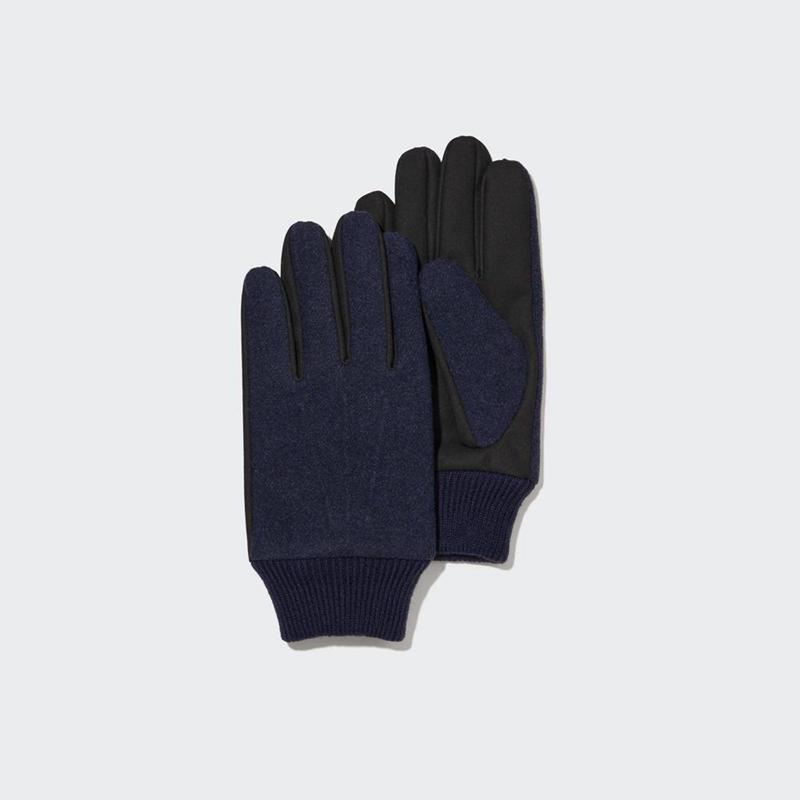 Uniqlo HEATTECH Lined Tweed Men Gloves Navy  US |  USGT-08174