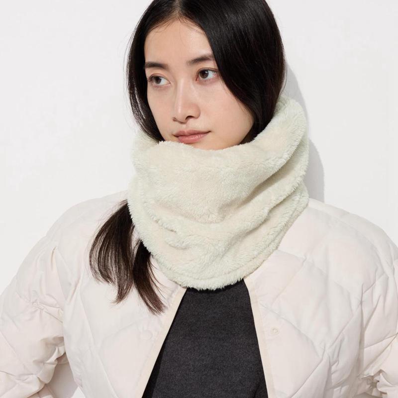 Uniqlo HEATTECH Neck Warmer (Fluffy Fleece) Men Scarf Off White  US |  LRHJ-13502