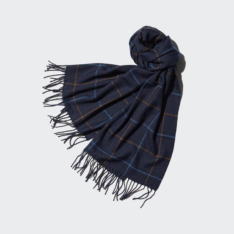 Uniqlo HEATTECH (Patterned) Men Scarf Navy  US |  TURP-43208