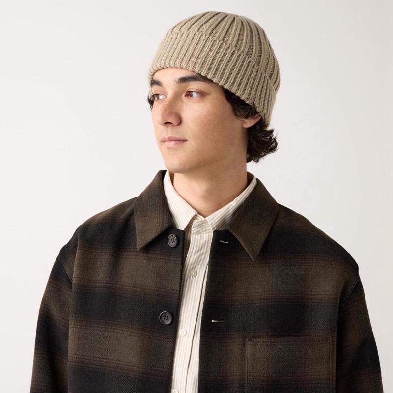 Uniqlo HEATTECH Ribbed Beanie Men Beanie Beige  US |  KFWL-84750