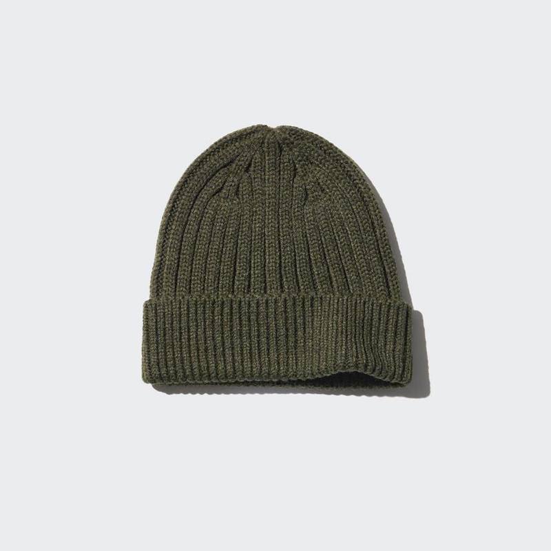 Uniqlo HEATTECH Ribbed Beanie Men Beanie Olive  US |  TXCD-79102