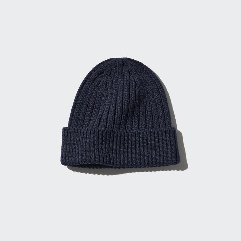 Uniqlo HEATTECH Ribbed Beanie Men Beanie Navy  US |  PBHK-32561