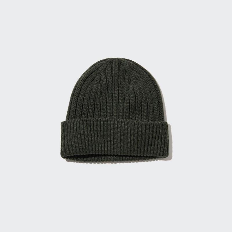 Uniqlo HEATTECH (Ribbed) Men Beanie Olive  US |  ZHPD-40192