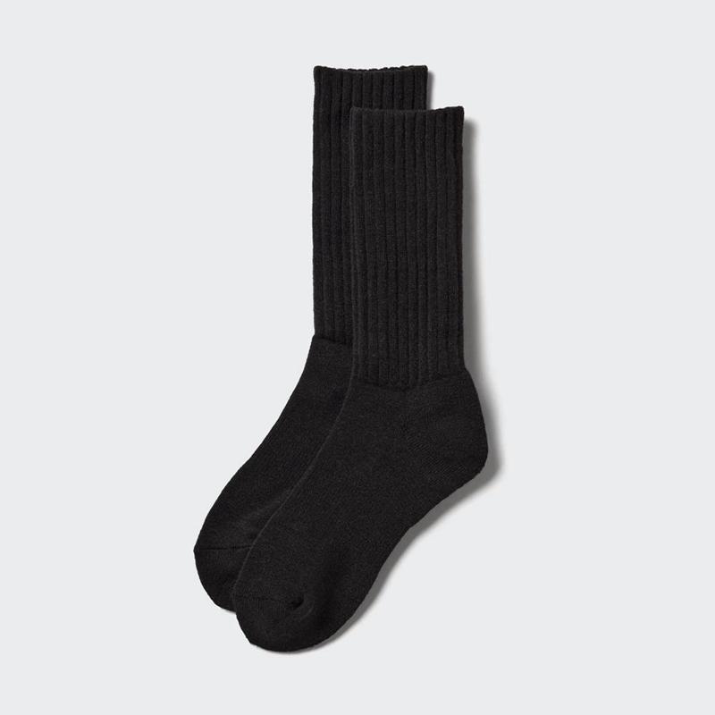 Uniqlo HEATTECH (Ribbed Pile) Women Socks Tights Black  US |  LMUH-29047