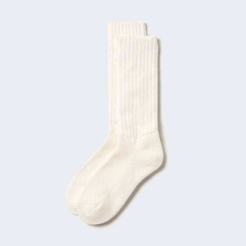 Uniqlo HEATTECH (Ribbed Pile) Women Socks Tights Off White  US |  ETRY-53749