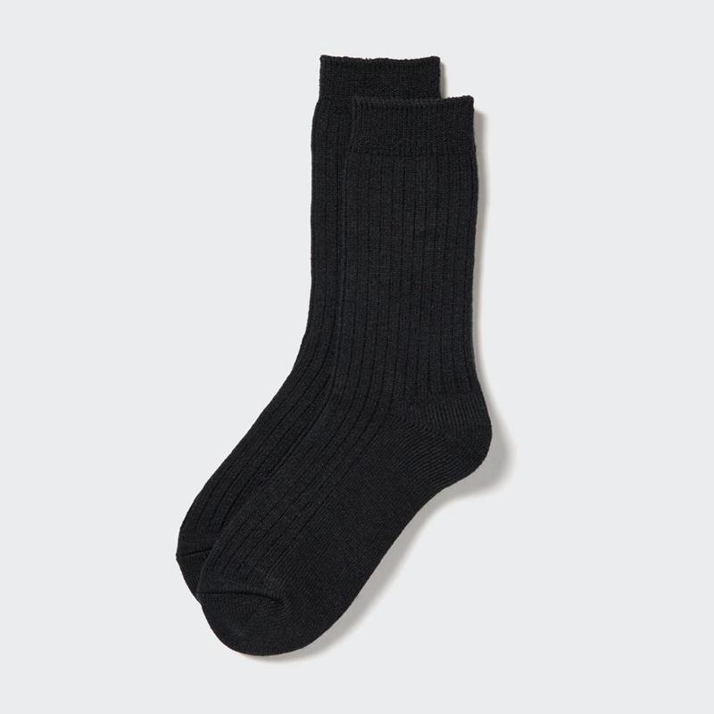 Uniqlo HEATTECH (Ribbed) Women Socks Tights Black  US |  AJBD-83429