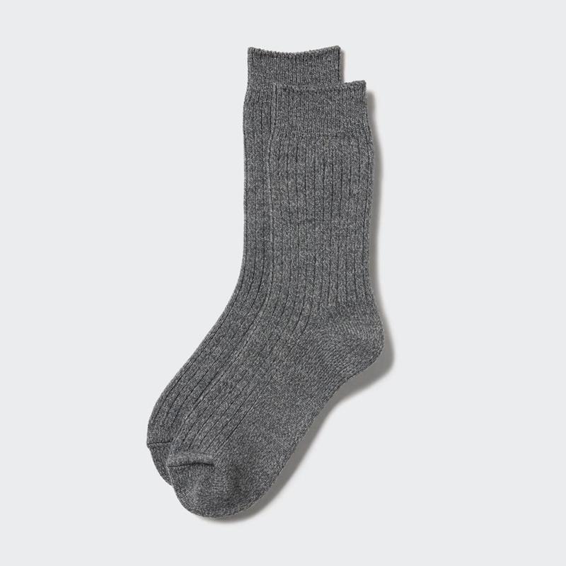 Uniqlo HEATTECH (Ribbed) Women Socks Tights Grey  US |  FUTA-64821