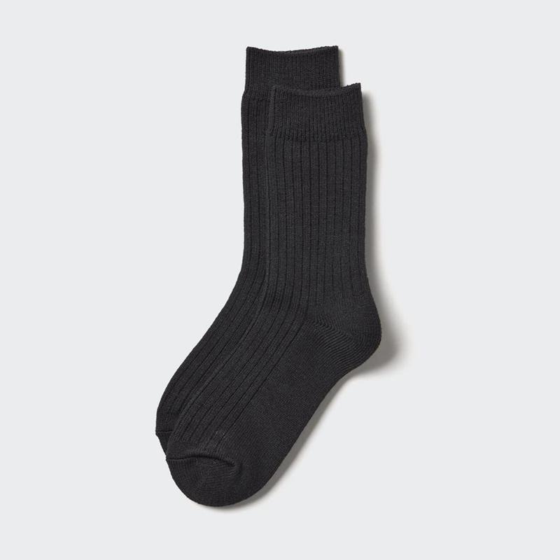 Uniqlo HEATTECH (Ribbed) Women Socks Tights Black  US |  WPBA-71902