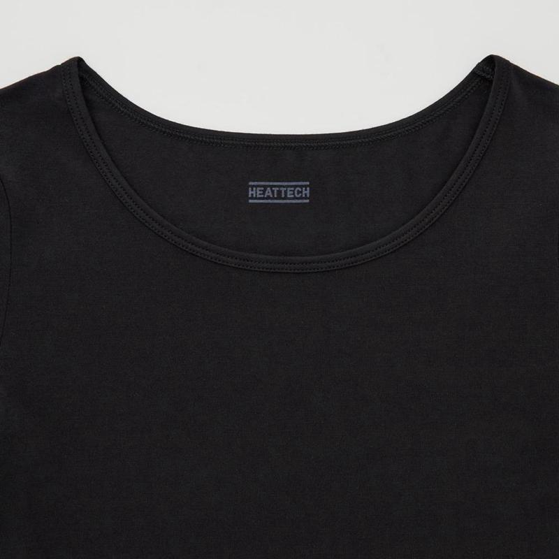 Uniqlo HEATTECH Scoop Neck Kids' Long Sleeved Top Black  US |  YKXI-57348